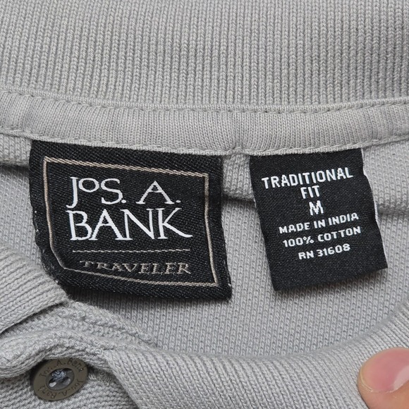 Jos A Bank Traveler Traditional Fit Gray Polo Shirt Mens Medium Cotton - Picture 6 of 13